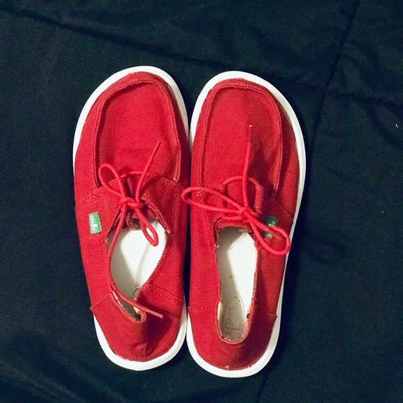 ❌-SOLD-❌SANUK RAMBLER LACE UP MOCCASINS 7 1/2 RED - Picture 2 of 4